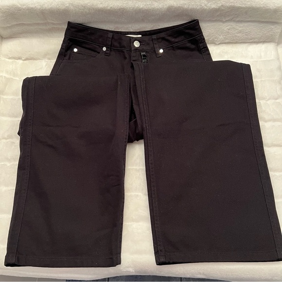 NWT Sandro Cristelle High Rise Wide Leg Black Jeans w Crystals—1 loose crystal - Picture 8 of 15